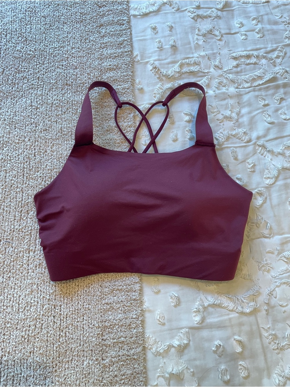 Nike Dri-Fit Burgundy Strappy Back Sports Bra - size small